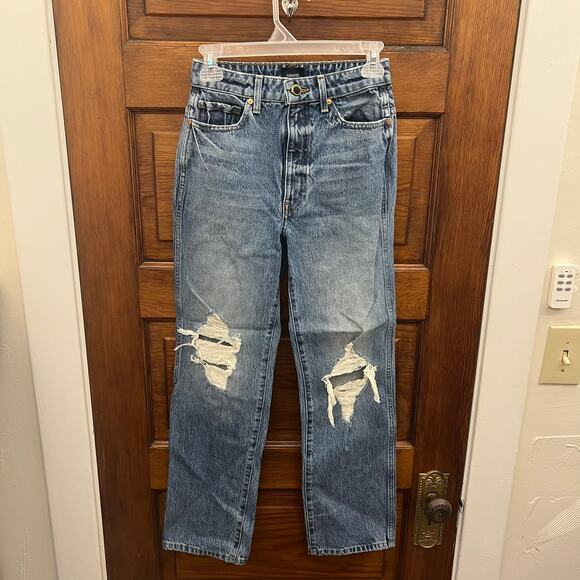 KHAITE The Abigail straight-leg jeans sz 25 Portland Ripped $440 NWOT's
